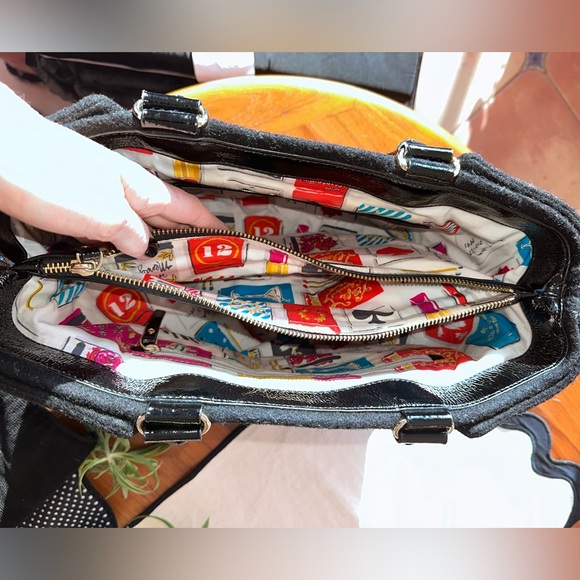 🖤 Kate Spade New York Black Italian Wool Felt Top Handle Tote - Picture 5 of 10